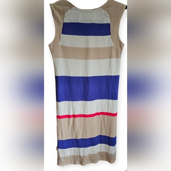 ZARA Blue White Beige Striped Sleeveless Dress, size medium - Picture 3 of 4